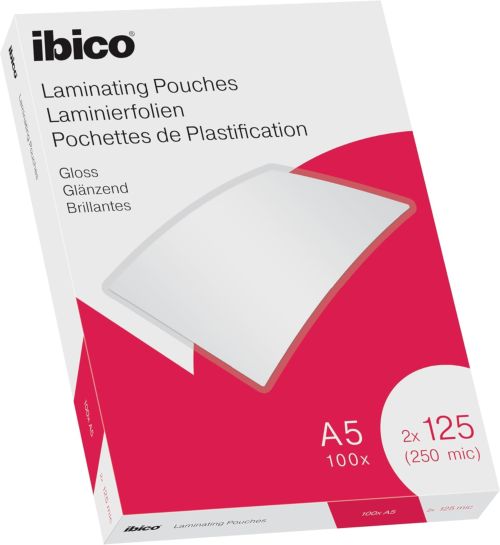 Pack 100 fundas plastificar a5 125 micras brillo ibico Imagen principal del producto