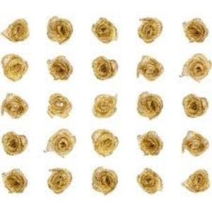 Rosa de tela 15x5mm 25 piezas color oro I-MONDI (Pack 6 uds)