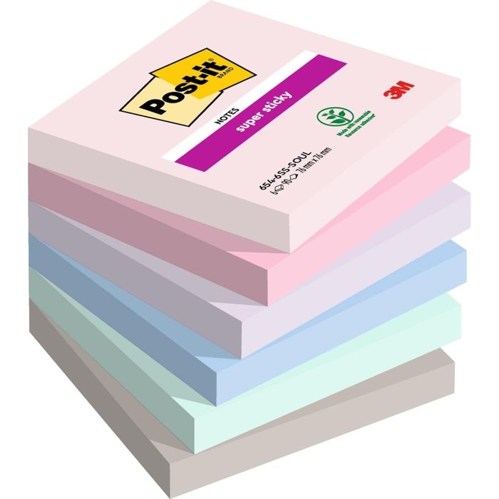 NOTA SUPER ADHESIVA POST-IT 76X76MM 6X90H SOUL | 1 UNIDADES | (POST-IT) Imagen principal del producto