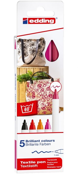 Rotulador Textil 4600 Edding Estuche 5 Colores Calidos | Edding | Pack 1 Unidades