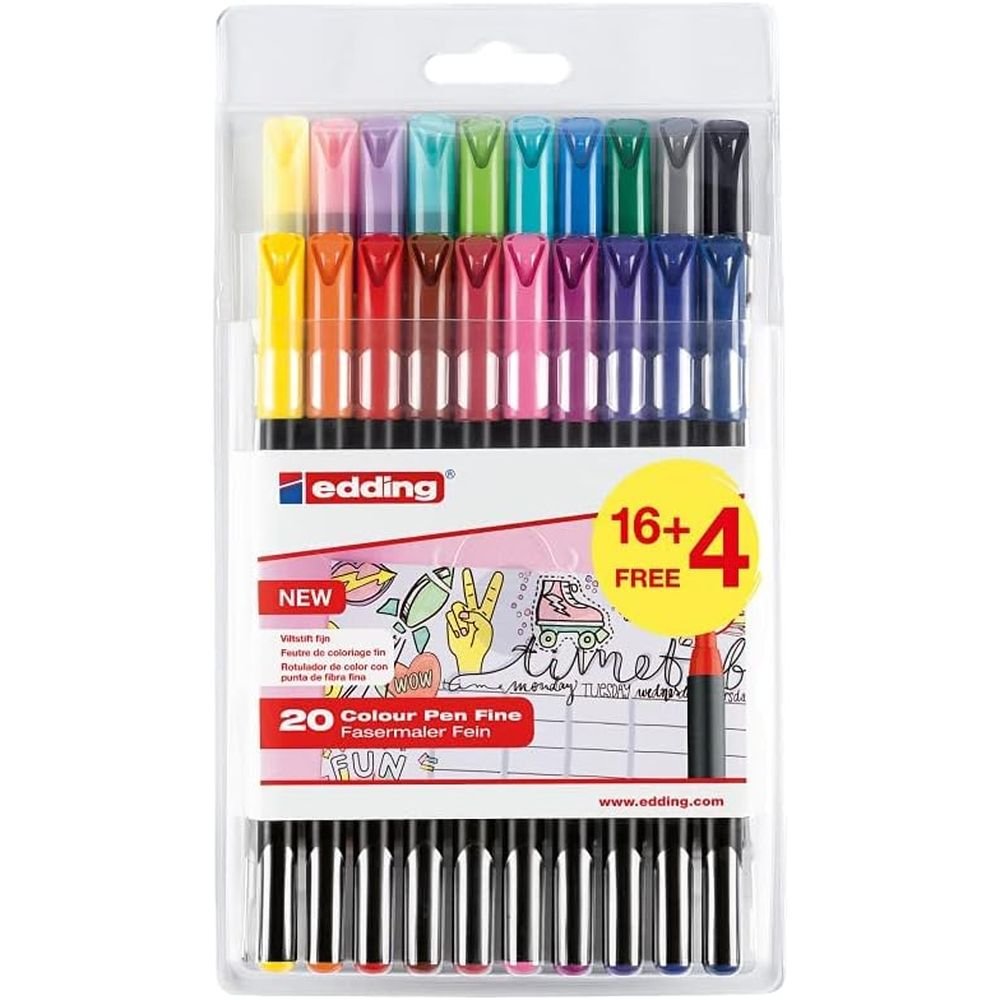Rotulador Edding 1200 Estuche 16 Col Surt Y 4 Pastel Gratis | Edding | Pack 1 Unidades