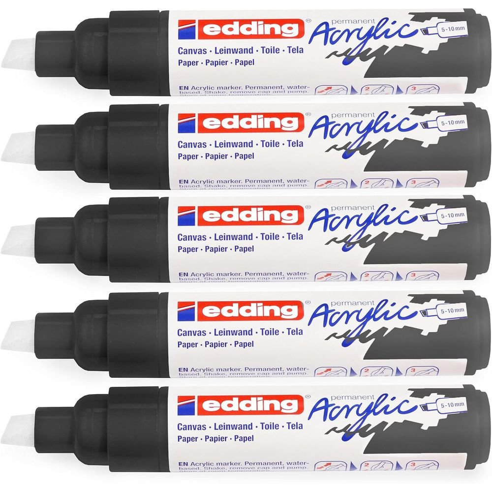 Rotulador Acrilico Edding 5000 Trazo Grueso Negro | Edding | Pack 5 Unidades