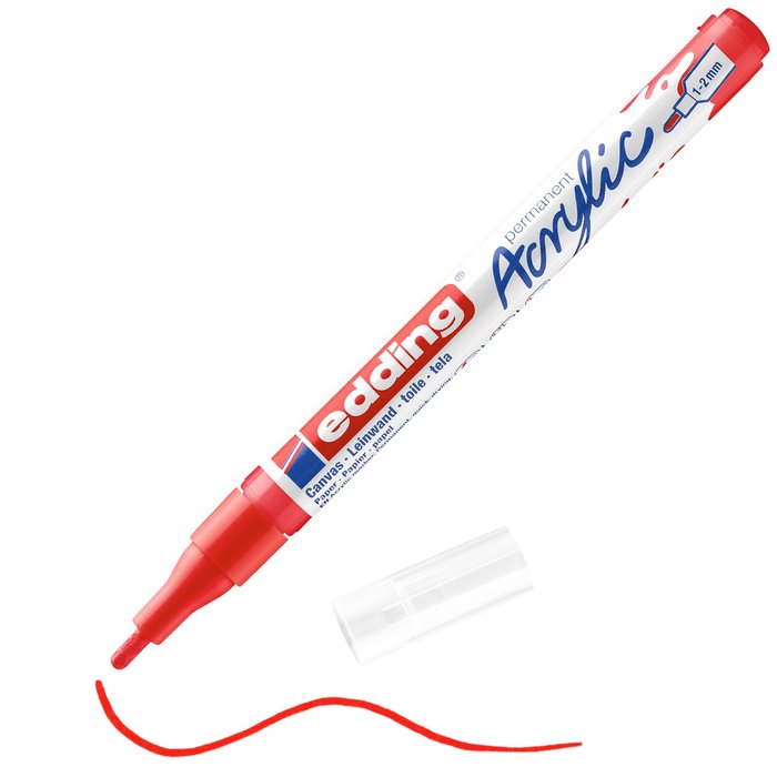 Marcador Acrílico Edding 5300 Trazo Fino Rojo Tráfico Imagen principal del producto