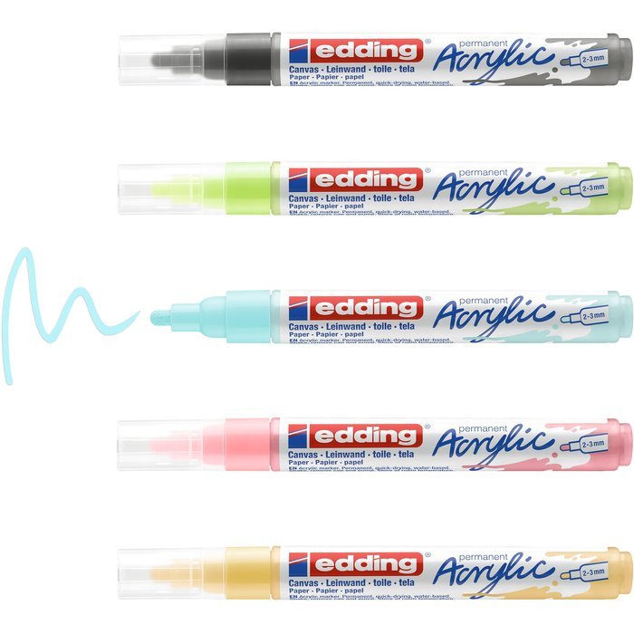 Rotulador Acrilico Edding 5100 Trazo Medio 5 Colores Pastel | Edding | Pack 1 Unidades