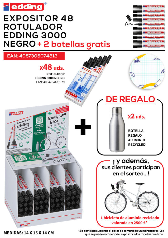 Exp 48 rotulador edding 3000 negro marcador permanente