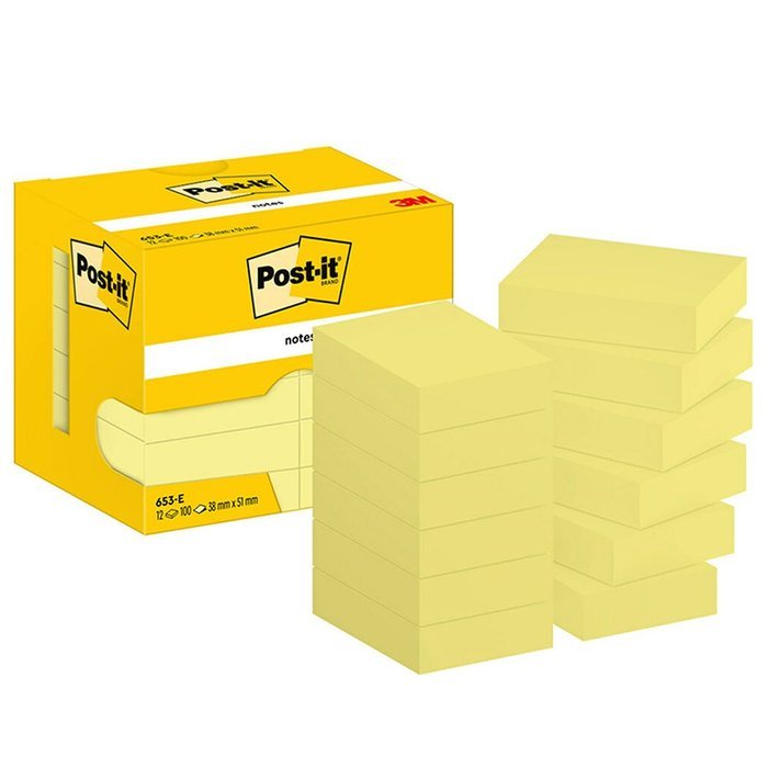Nota Adhesiva Post-it 38x51 Amarillo Marca Post-it Pack 100 hojas