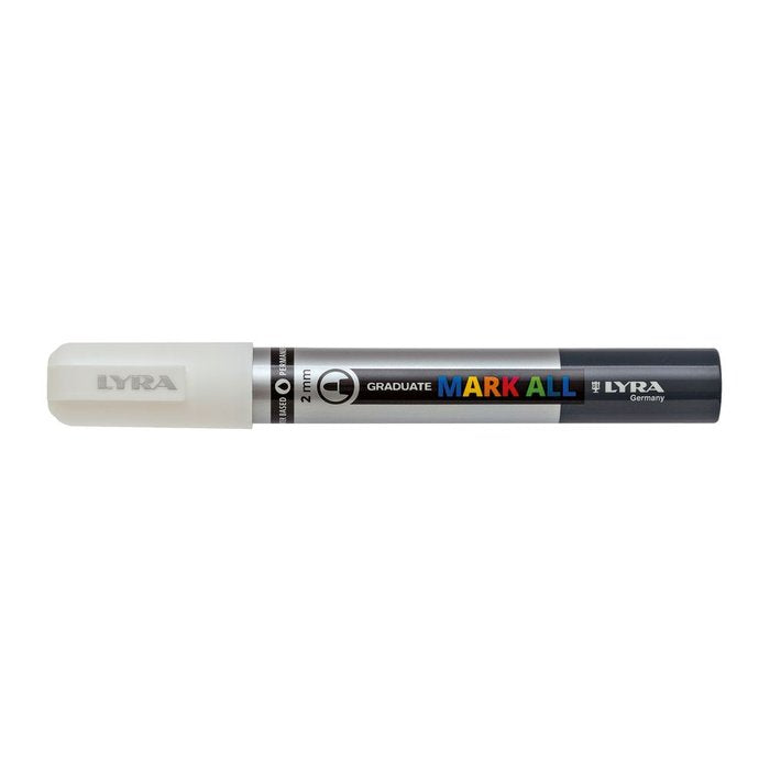 Rotulador Permanente Lyra Mark All 2mm Blanco, Pack 6