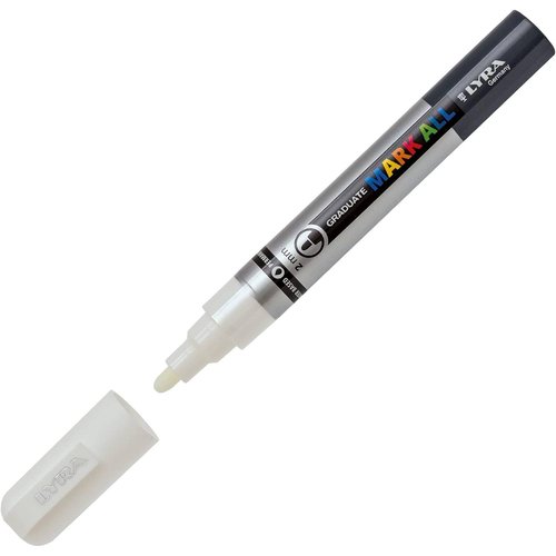 Rotulador Permanente Lyra Mark All 2mm Blanco, Pack 6