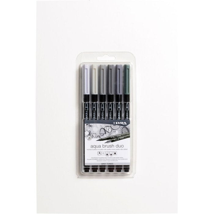 Rotulador Lyra Aqua Brush Duo Tonos Grises 6 Uds | Lyra | Pack 1 Unidades