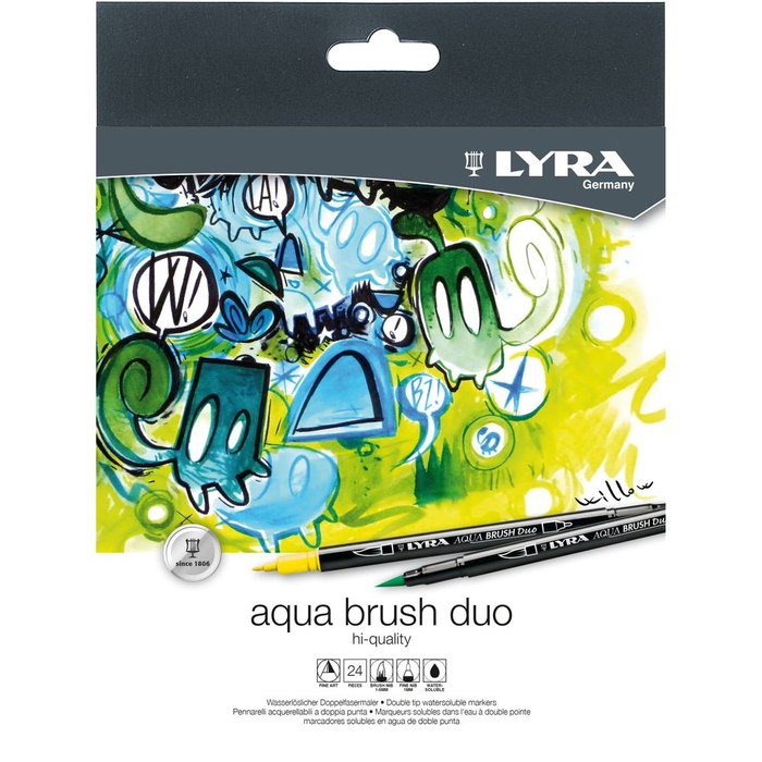 Rotulador Lyra Aqua Brush Duo 24 Colores Surtidos | Lyra | Pack 1 Unidades
