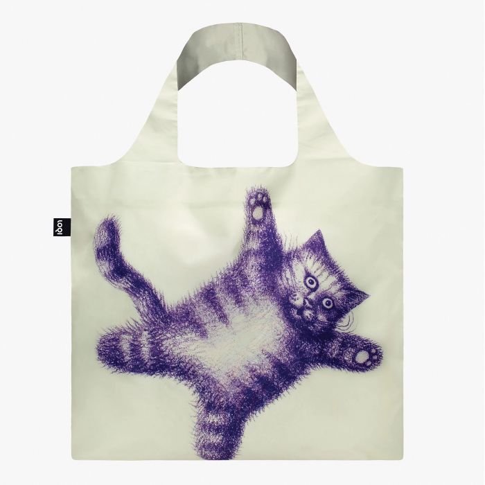BOLSA PLEGABLE LOQI FLYING PURR-PLE CAT | LOQI Imagen principal del producto