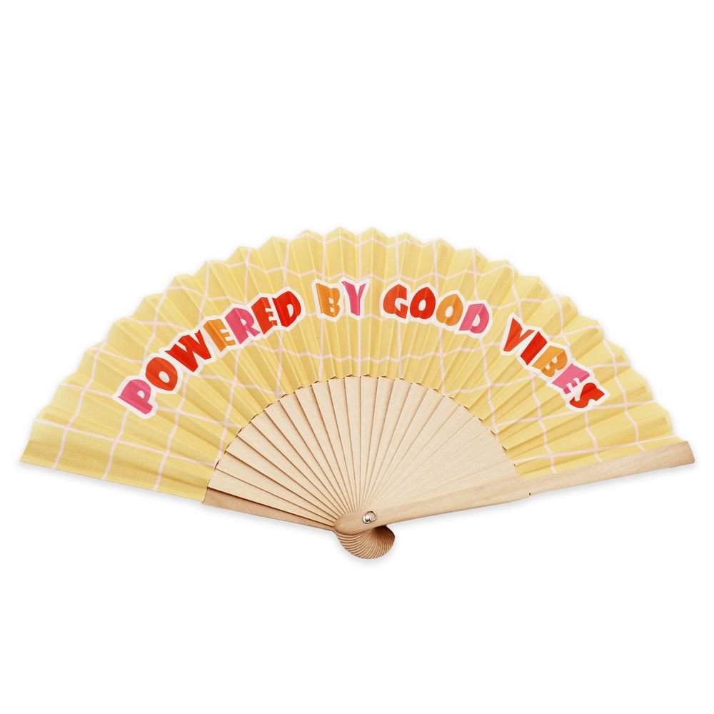 Abanico Good Vibes Winkeé Regalo de Madera y Tela