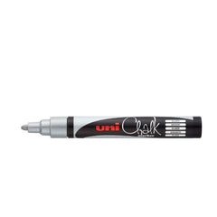 Marcador Uni Chalk Tiza Liquida 1,8-2,5 Mm Pwe-5M Plata | Uni-Ball | Pack 6 Unidades