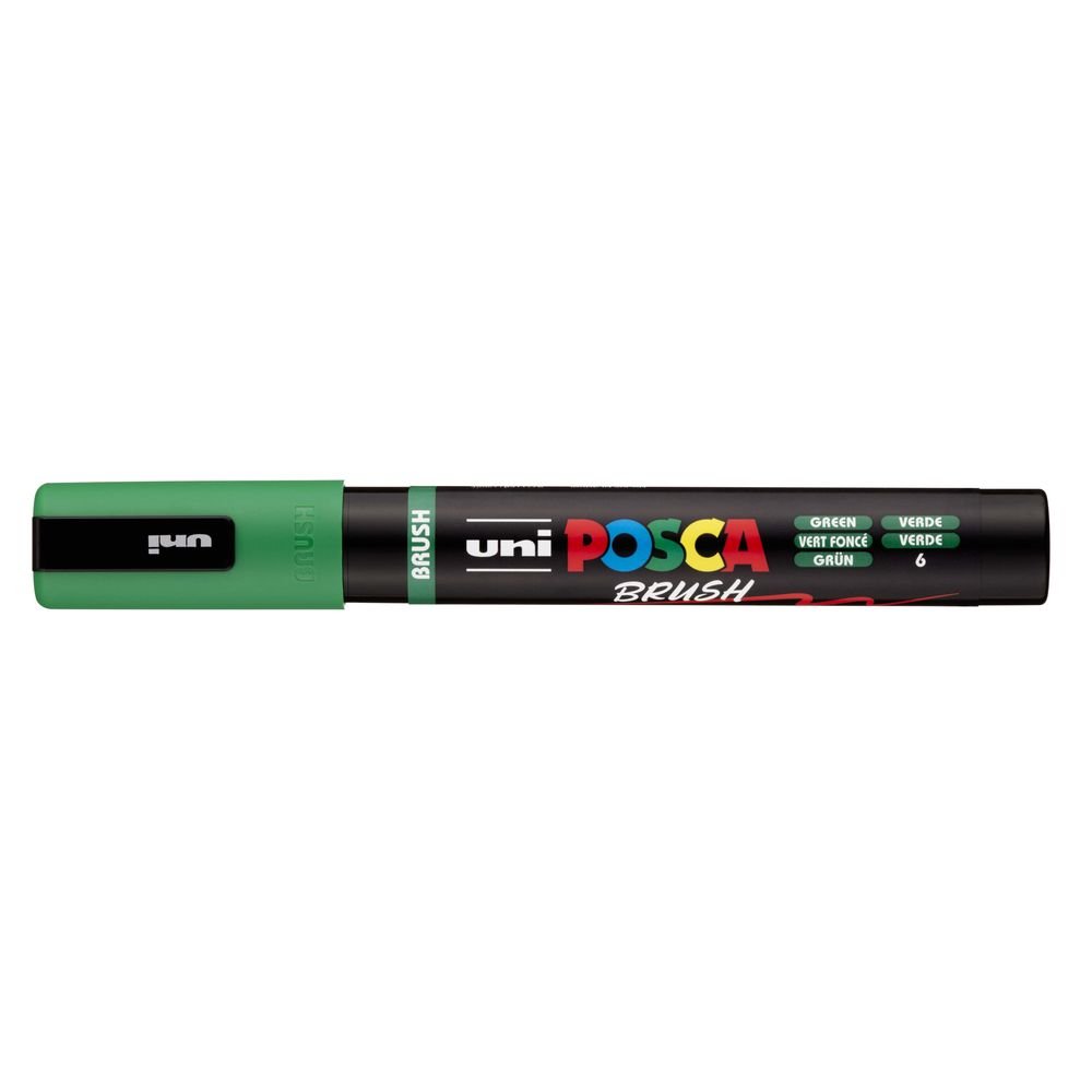 Rotulador Uni Posca Pc-5Br Brush Verde | Posca | Pack 6 Unidades