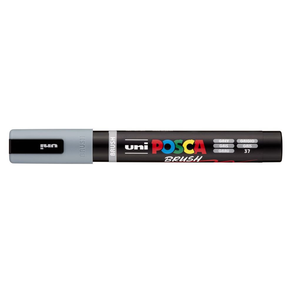 Rotulador Uni Posca Pc-5Br Brush Gris | Posca | Pack 6 Unidades