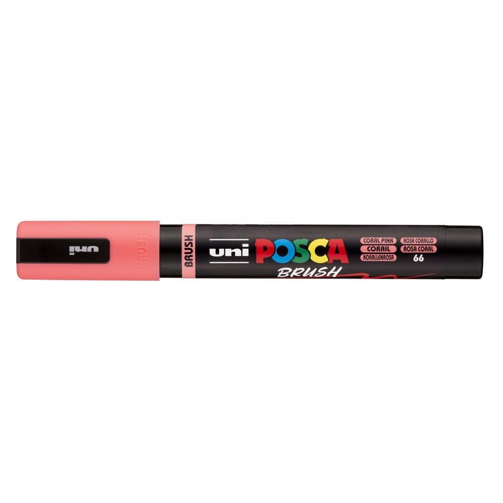 Rotulador Uni Posca Pc-5Br Brush Rosa Coral | Posca | Pack 6 Unidades