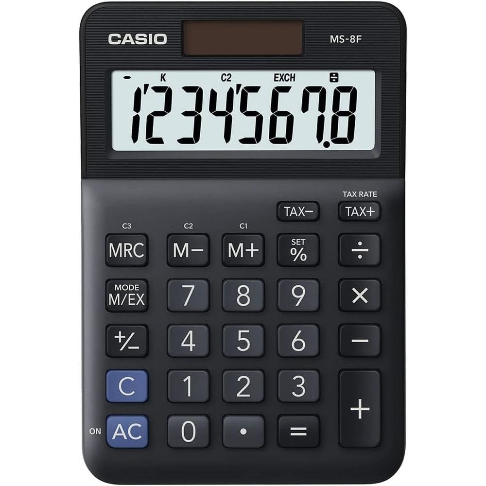 CALCULADORA CASIO SOBREMESA 8 DIGITOS MS-8F NEGRA | 1 UNIDADES | (CASIO) Imagen principal del producto
