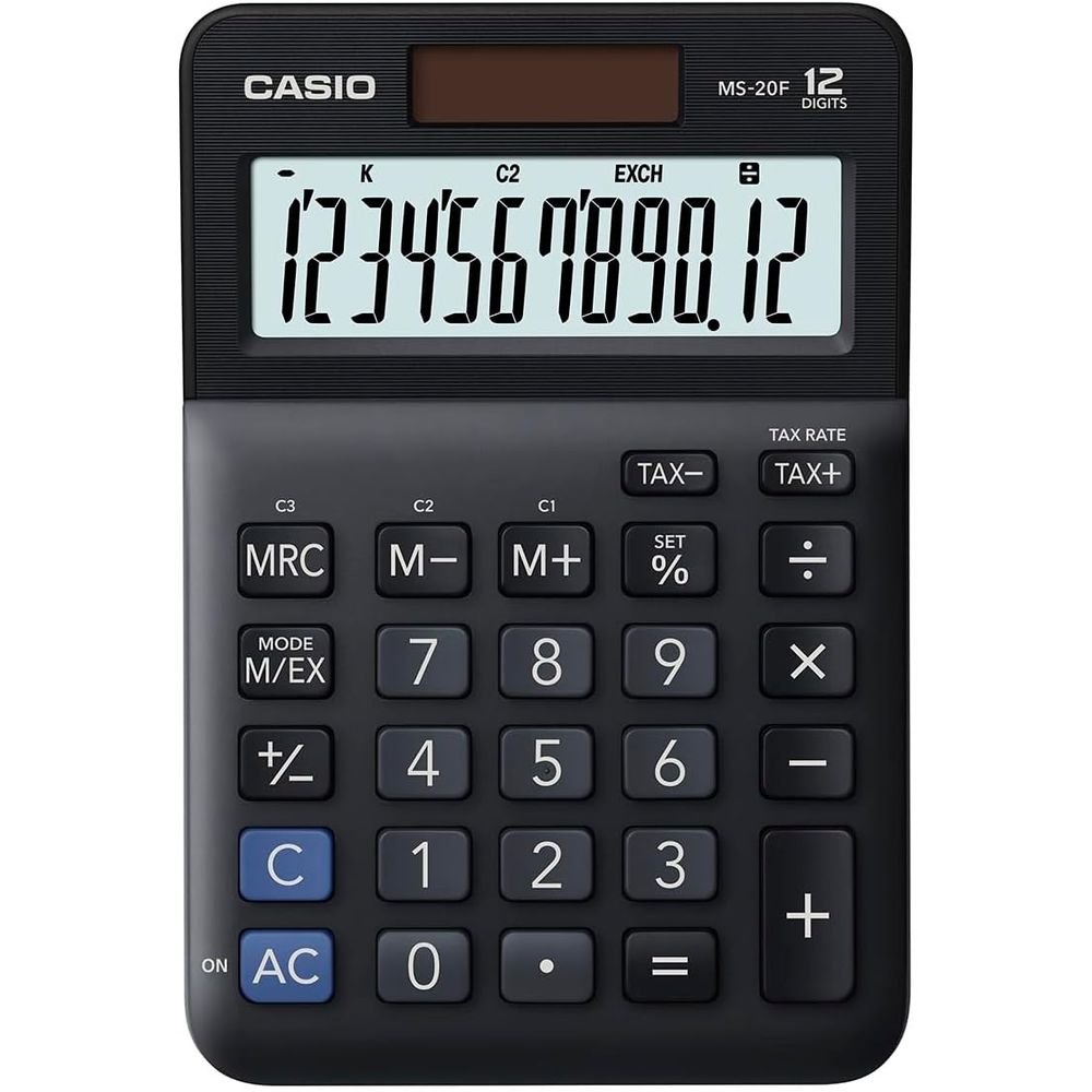 CALCULADORA CASIO SOBREMESA 20 DIGITOS MS-20F NEGRA | 1 UNIDADES | (CASIO)