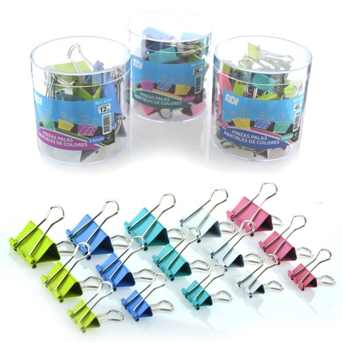 Pinzas abatibles de colores 32mm - 12 unidades Fraga