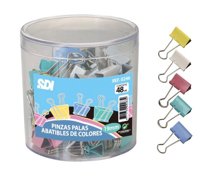 Pinzas abatibles de colores pastel de 19mm Fraga Pack 36 unidades Imagen principal del producto