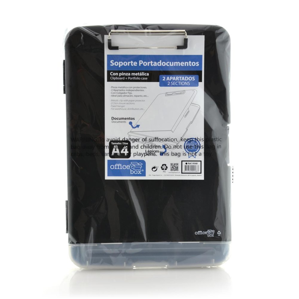 Soporte con pinza portadocumentos negro Fraga