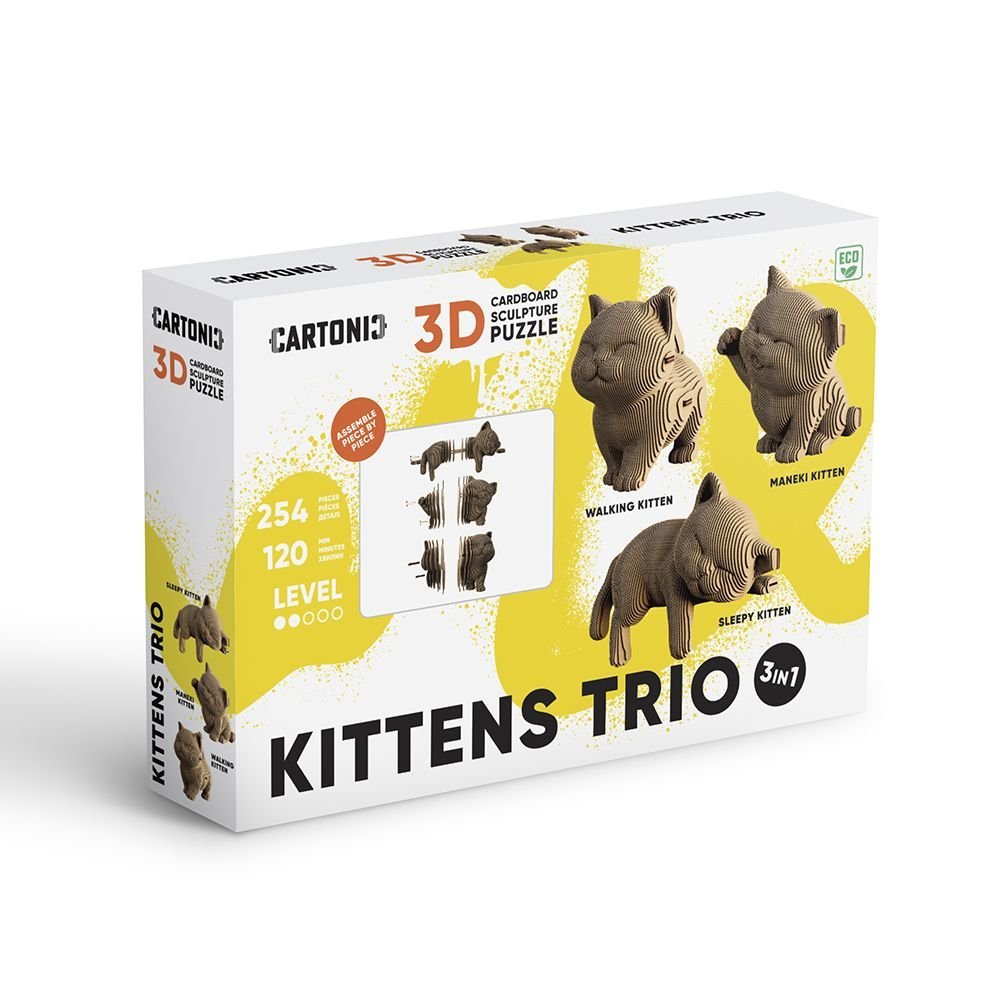 Maqueta Carton Trio Gatos CARTONIC Imagen principal del producto