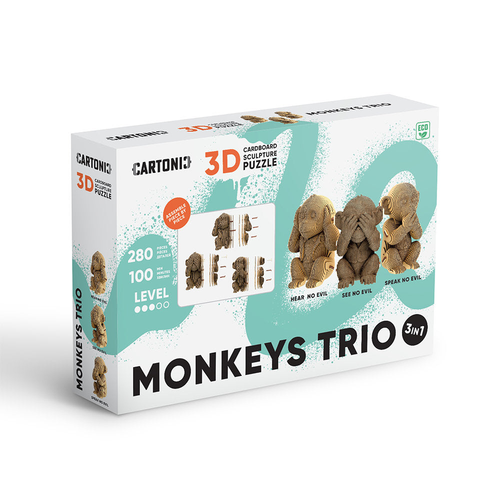 Maqueta Carton Trio Monkeys Cartón para Manualidades y Jugar Marca Cartonic Imagen principal del producto