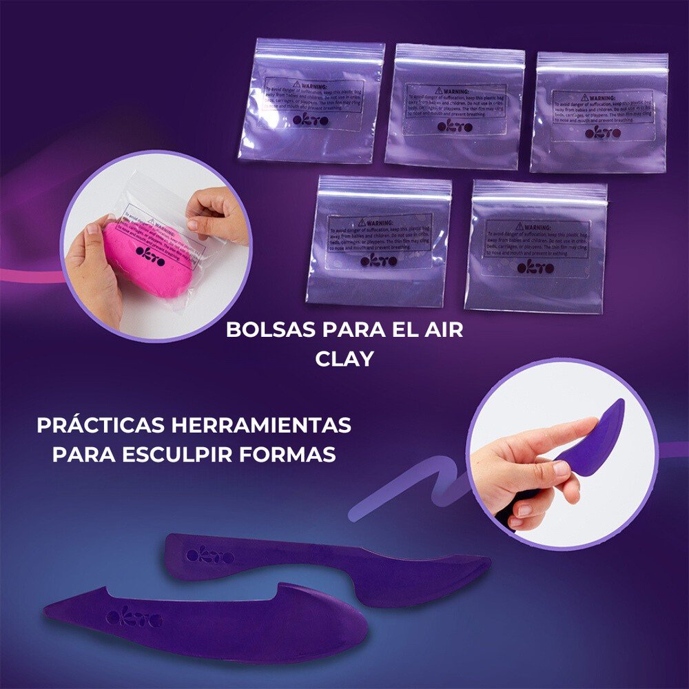 Set Creativo Air Clay 24 Colores Okto