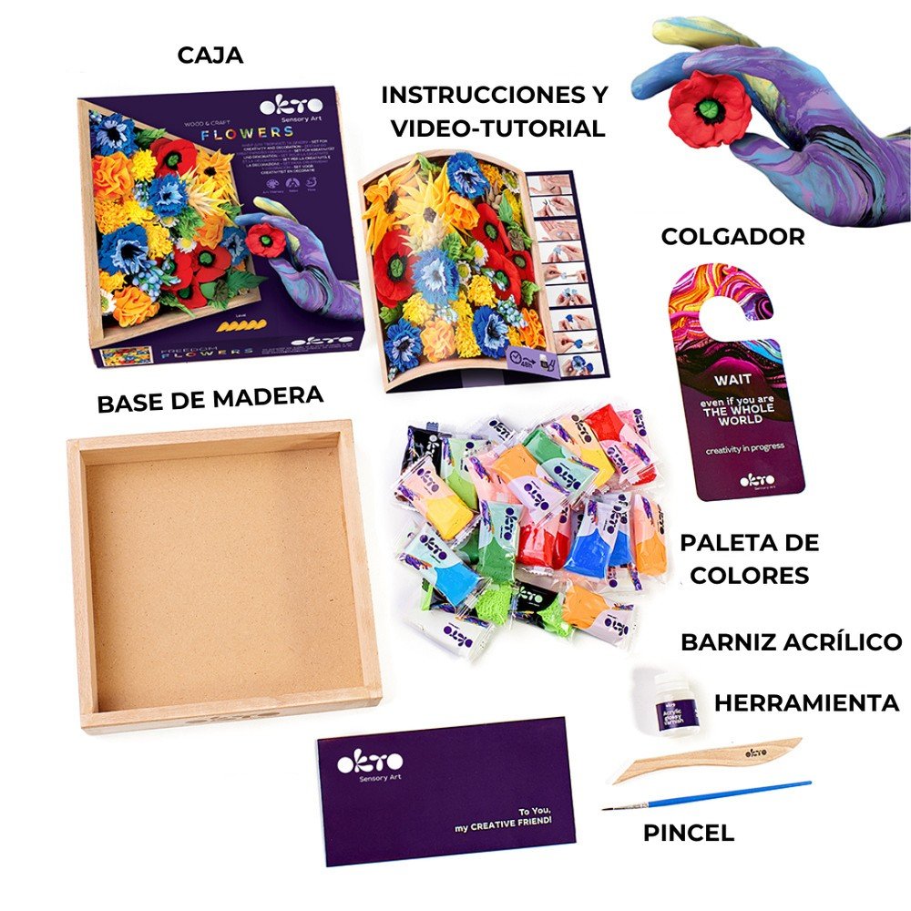Set Madera DIY Flores Freedom OKTO