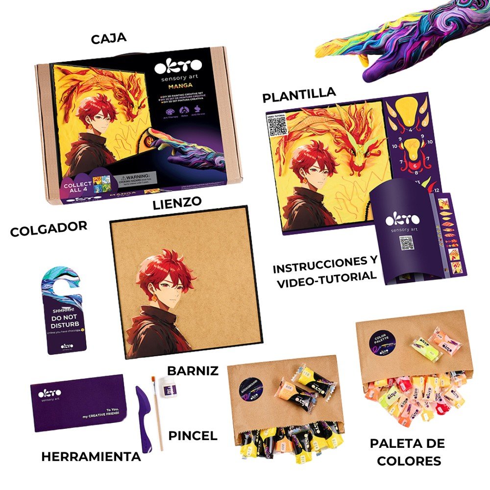 Set DIY pintura 3D Fuego Manga - OKYO