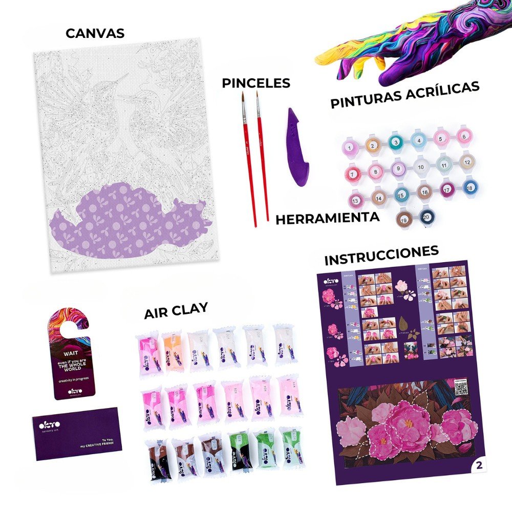 Kit 3D Pintar por Números Elegant Hummingbird Okyo