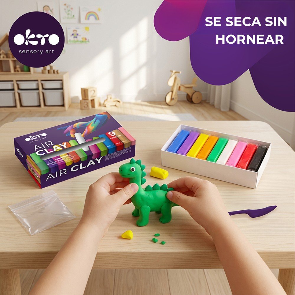 Set Creativo Air Clay 9 colores OKYO