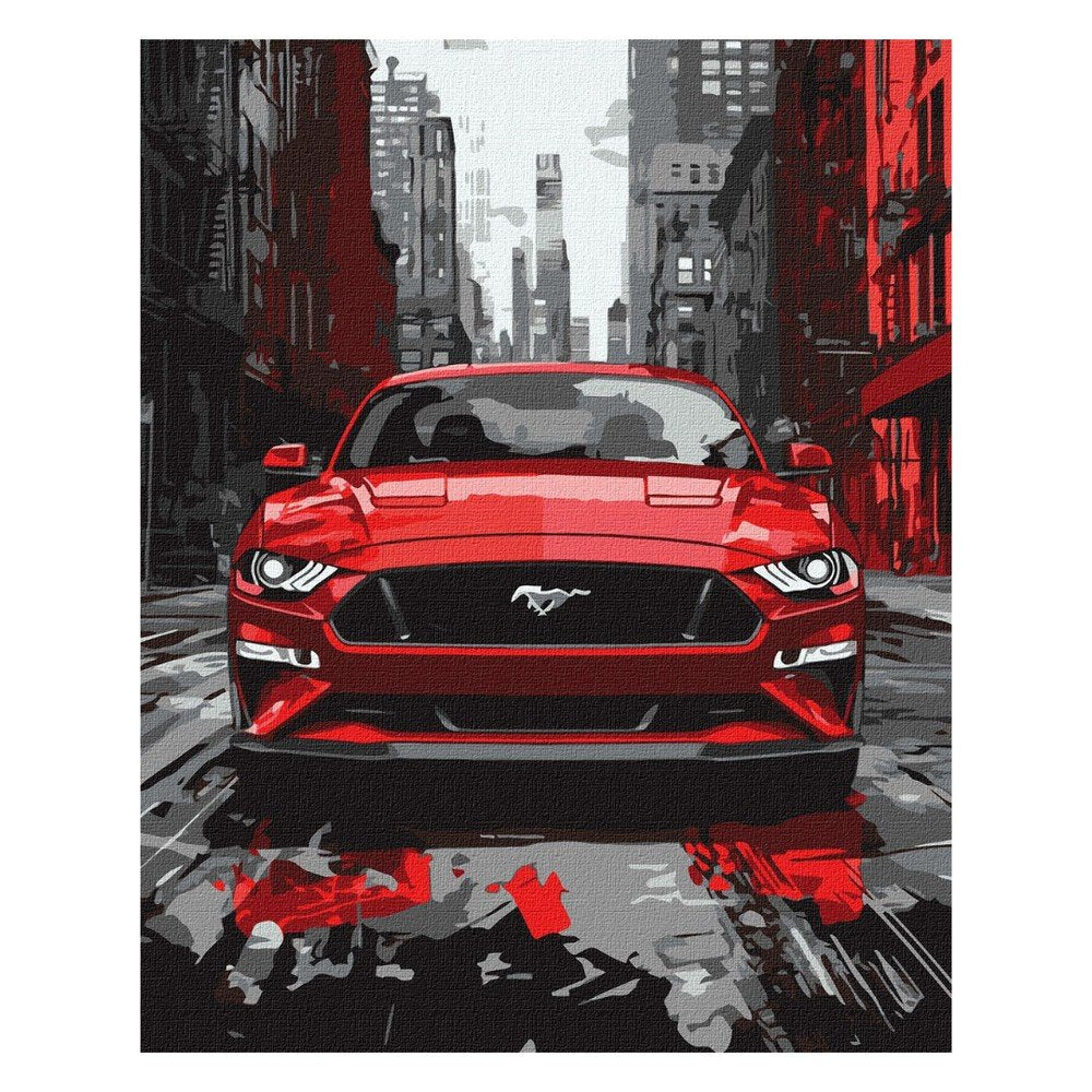 Pintar por números Mustang rojo Ideyka