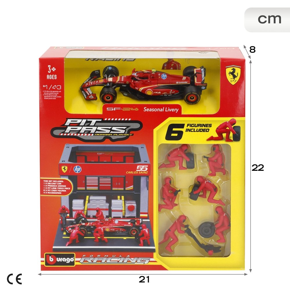 SET BOX COCHE METAL 1:43 F1 2023 FERRARI SF23 BURAGO | BURAGO COLORBABY | 1 UNIDAD | 4893993368624 Imagen principal del producto