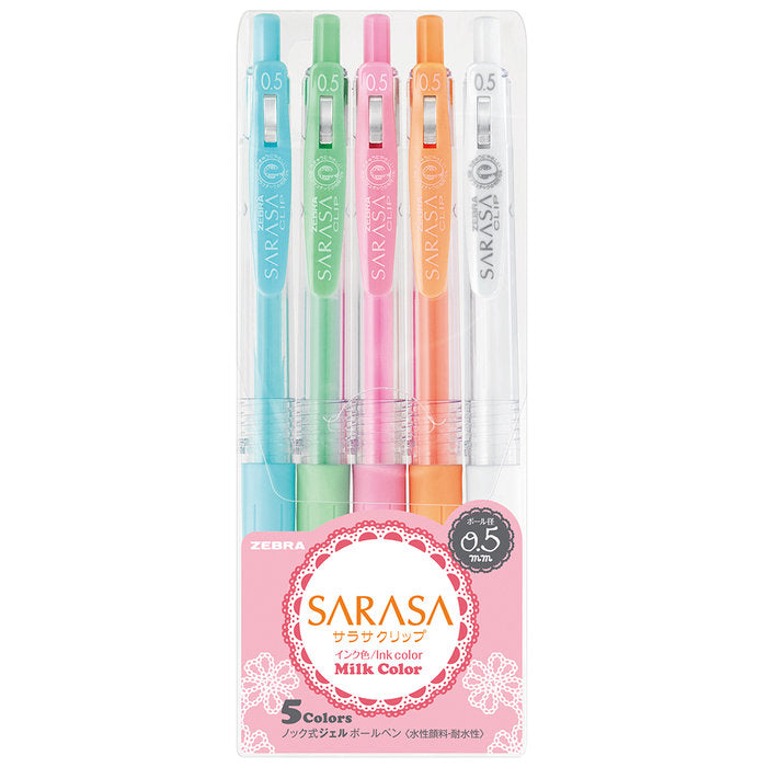 BOLIGRAFO ZEBRA SARASA GEL CLIP 0,5 MILK 5 COLORES SURTIDOS | 1 UNIDADES | (ZEBRA PEN)