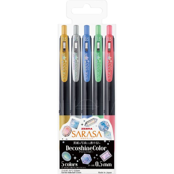 BOLIGRAFO ZEBRA SARASA CLIP DECOSHINE 5 COLORES BRILLANTES | 1 UNIDADES | (ZEBRA PEN) Imagen principal del producto