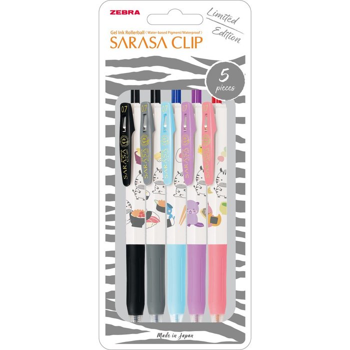 BOLIGRAFO ZEBRA SARASA CLIP KAWAI BLISTER 5 COLORES SURTID | 1 UNIDADES | (ZEBRA PEN) Imagen principal del producto