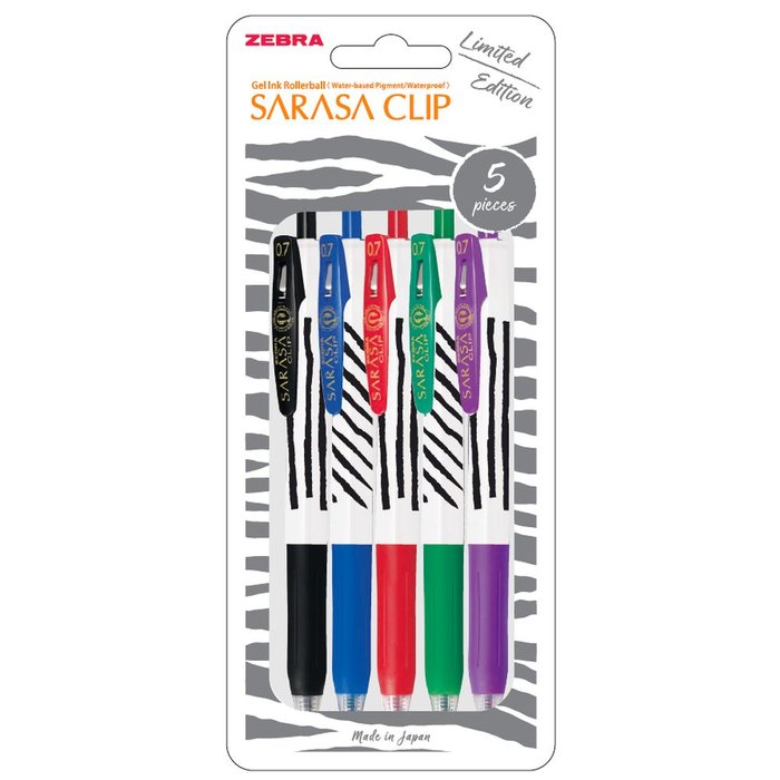 BOLIGRAFO ZEBRA SARASA CLIP STRIPES BLISTER 5 COLORES SURT | 1 UNIDADES | (ZEBRA PEN) Imagen principal del producto