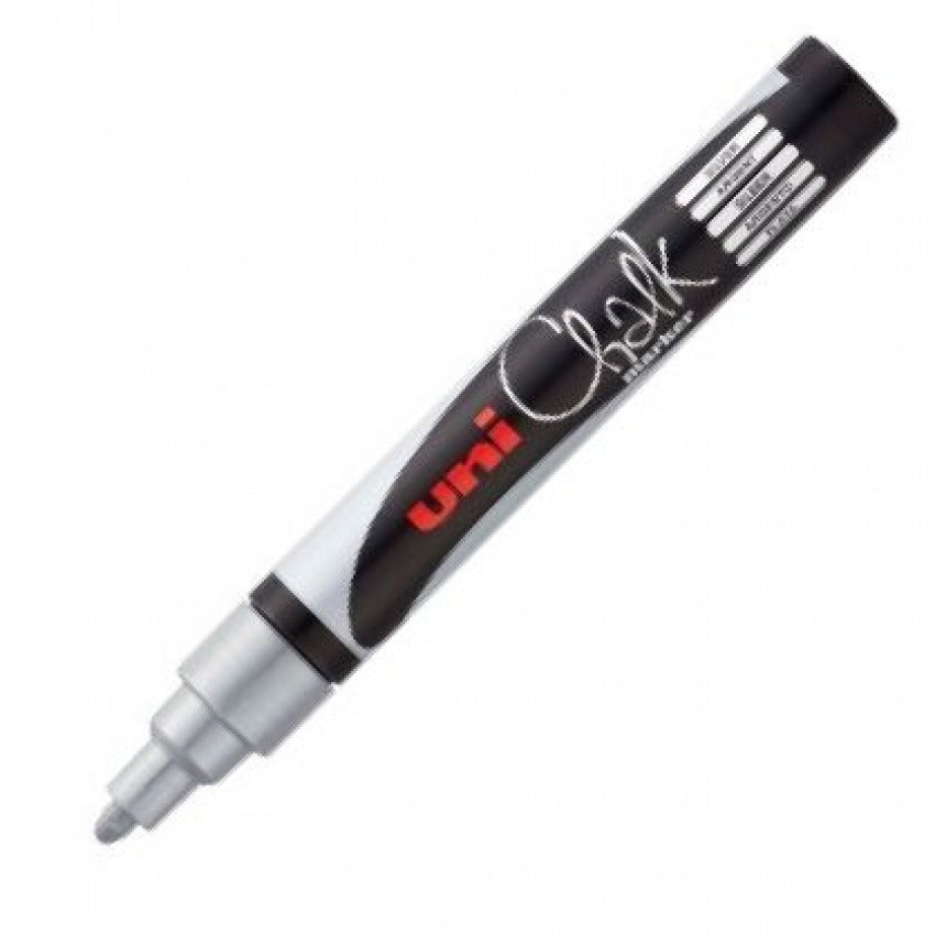 Rotulador Tiza Liquida Plata Uni-chalk Marker Pwe M5