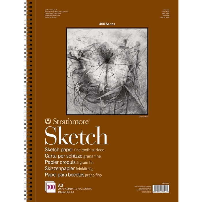 Bloc Espiral Estándar Liso 100H 89g | Strathmore | Cartón | Formato Estándar | Pack 3 Unidades