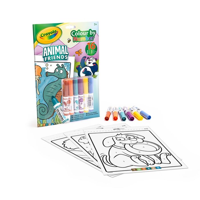 LIBRO COLOREA POR NUMEROS ANIMAL FRIENDS 6 ROTULADORES | CRAYOLA | 1 UNIDAD | 5010065073210 Imagen principal del producto