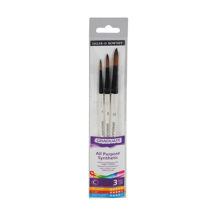 BLISTER 3 PINCEL GRADUATE REDONDO MANGO CORTO SINTETICO | 1 UNIDADES | (DALER ROWNEY)