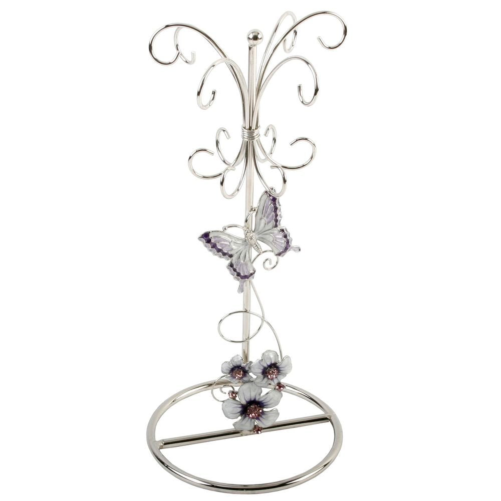 Porta Joyas Cristal con Mariposas Flores Morado WIDDOP