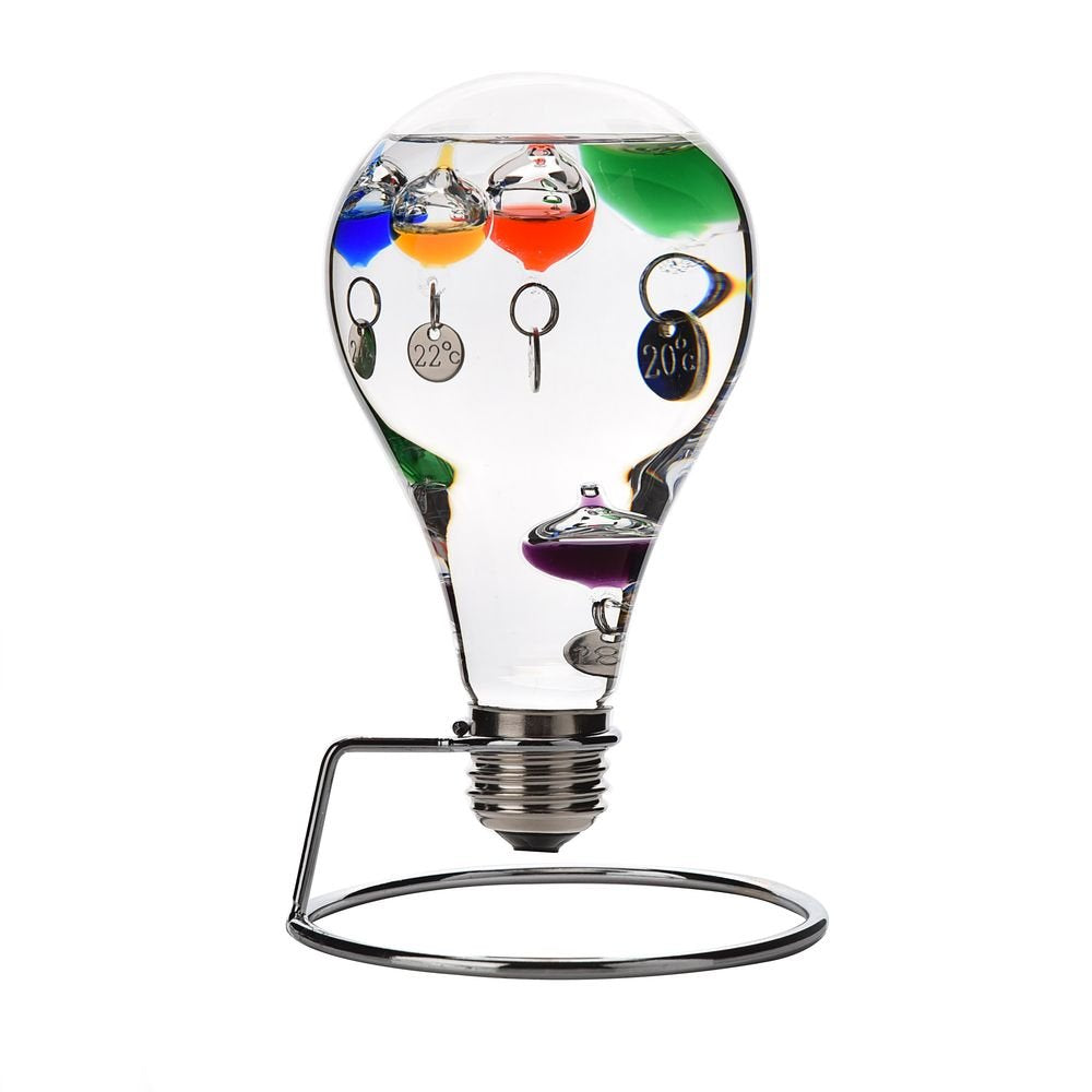 Bombilla Termómetro Widdop Galileo soporte metálico 18 cm