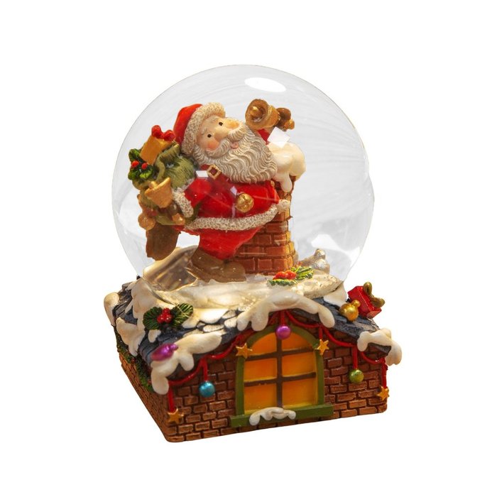 BOLA NIEVE CHIMENEA Y PAPA NOEL DE RESINA PINTADA A MANO | WIDDOP NAVIDAD | 1 UNIDAD | 5017224881587