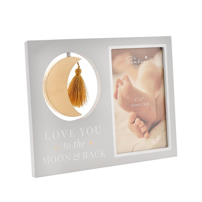 MARCO FOTOS LUNA BEBE MADERA Y METAL 10X15 LOVE YOU | 1 UNIDADES | (WIDDOP) Imagen principal del producto