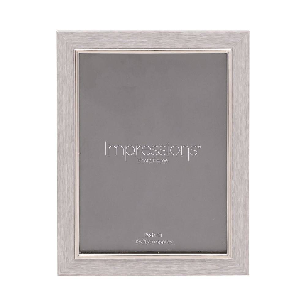 Marco de fotos madera sintética gris plateado 15x20 Widdop