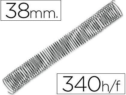ESPIRAL METALICA 38 MM NEGRO PASO 5:1 CAJA 25 GBC | 25 UNIDADES | (GBC)