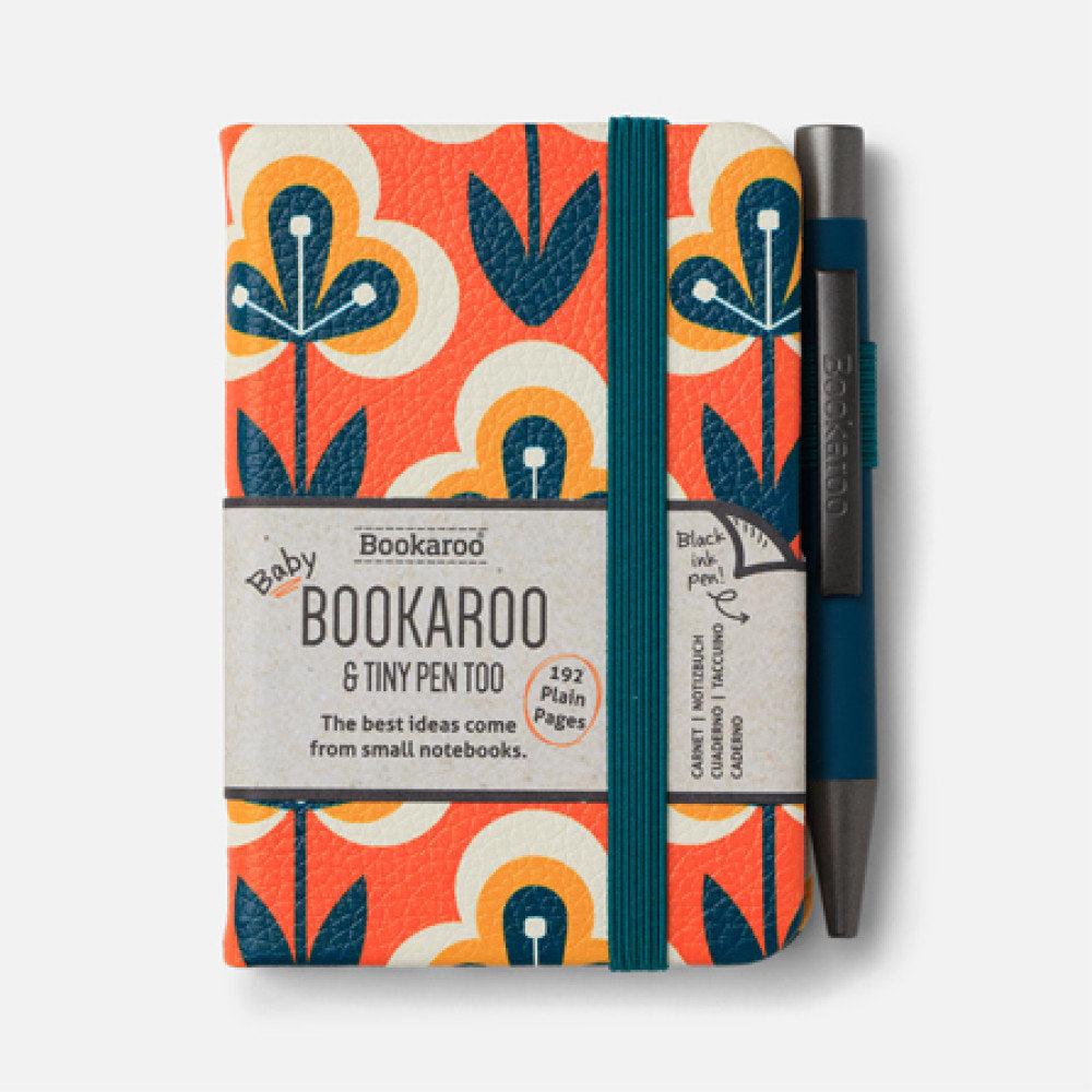 Notebook A7 con bolígrafo verde azulado y naranja retro THE COMPANY CALLED IF HOUSE