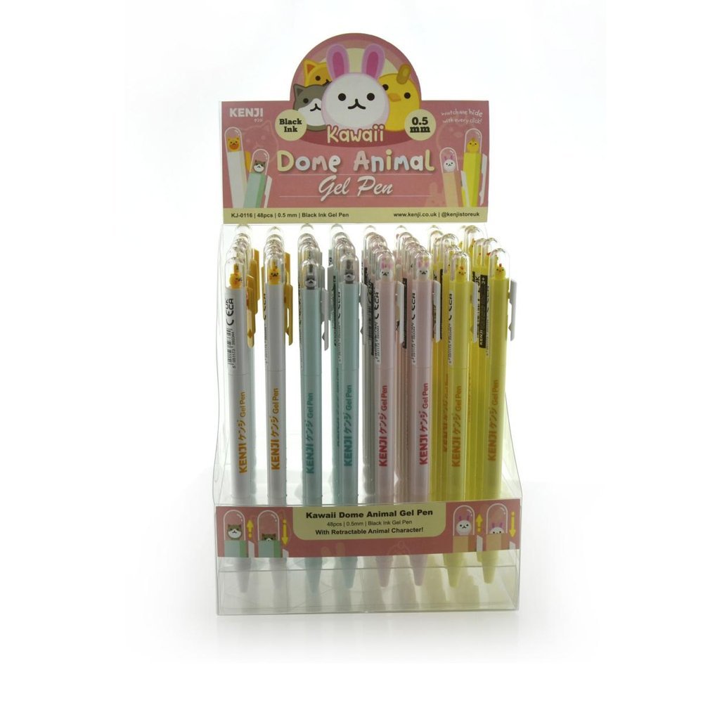 Expositor 48 Uds Bolígrafos Gel Dome Animal Kenji Surtido Marca Fraga Kawaii